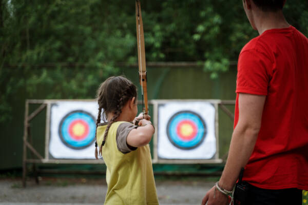 Girl preparing to use a bow