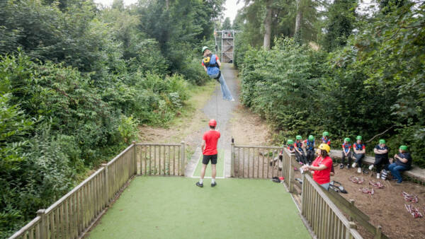 Person using the zipline