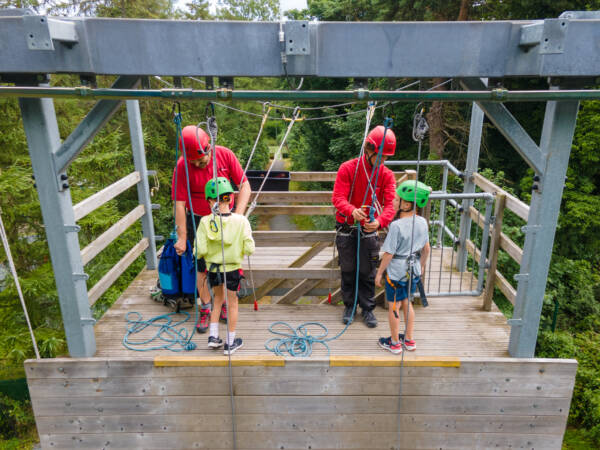 Children preparing to abseil