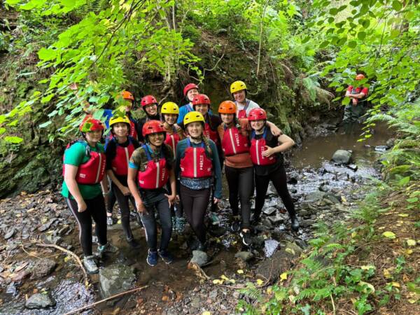 Group photo on a river bed